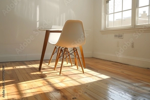 Fototapeta Bright and Minimalist Dining Space with Modern Chair and Table