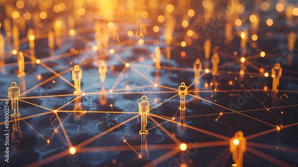 Fototapeta Réseautage Numérique: Cartographie des Connexions Interconnectées