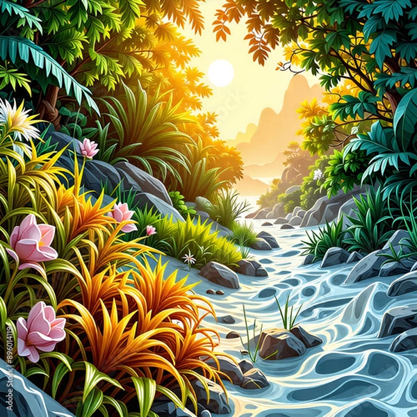 Fototapeta  어느 숲속의 햇살 풍경