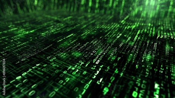 Fototapeta Abstract binary code stream. computer matrix background