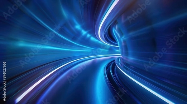 Fototapeta Dynamic abstract background with glowing blue light trails creating a sense of motion and energy. Ideal for modern design projects.