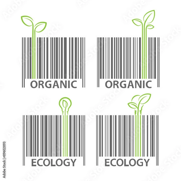 Obraz Organic ecology barcode symbol vector set
