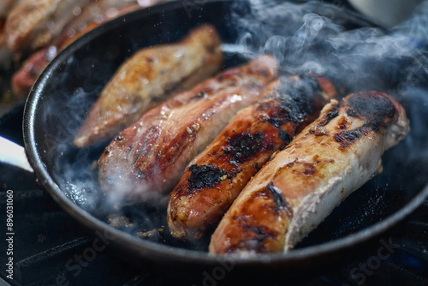 Obraz grilled meat on the grill