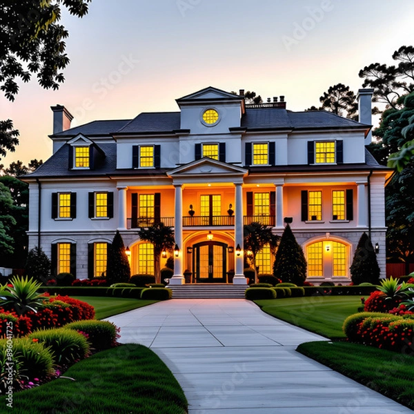 Fototapeta 초저녁 대저택의 전경