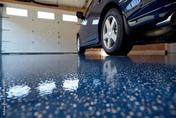 Obraz Close-up of an epoxy garage floor