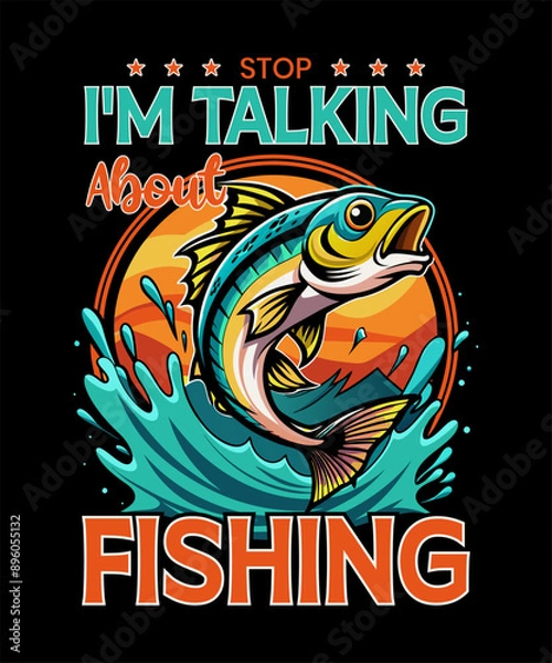 Fototapeta Fishing T-Shirt Design Vector Art & Illustration, Fishing tee Vector Design