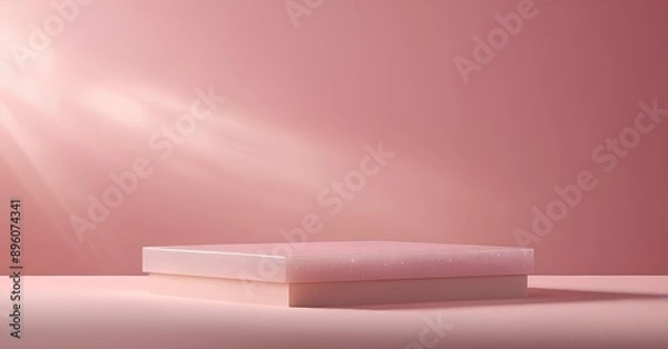 Fototapeta Fantasy Podium of Softly Glowing Quartz with Smooth Top Against Pale Pink Backdrop
