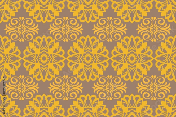 Fototapeta Yellow Native American  pattern design for background or wallpaper and clothing 