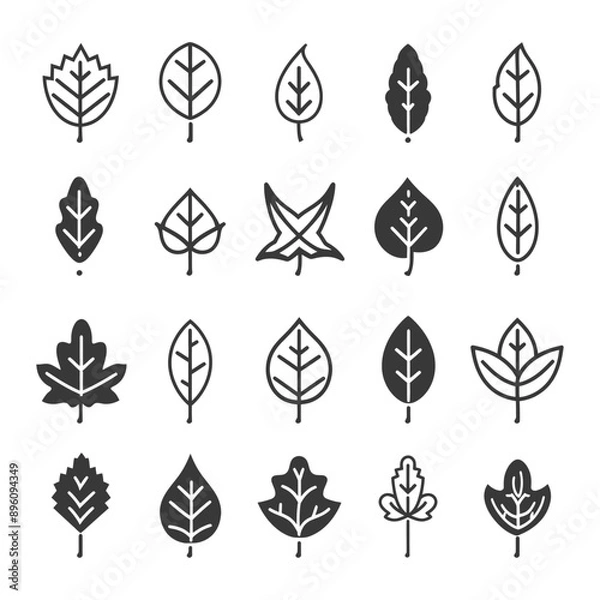 Fototapeta minimalist line art icon leaf collection set logo symbol