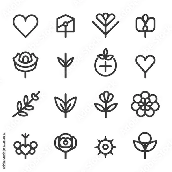 Fototapeta minimalist line art icon like collection set logo symbol