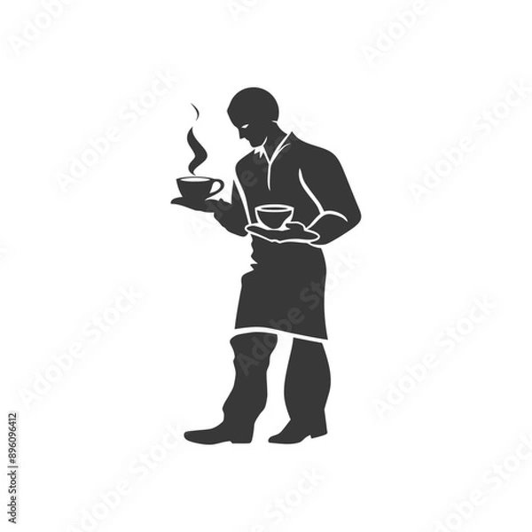 Fototapeta minimalist line art icon barista in action logo symbol