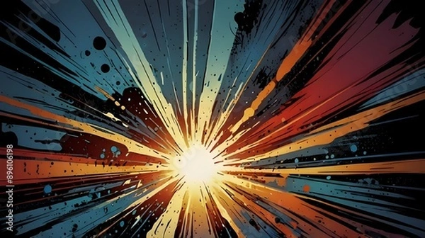 Fototapeta Dynamic Action: Graphic Novel Powerhouse Background,superhero comic backdrop, graphic novel illustration, action scene background, comic book layout, dynamic storytelling	