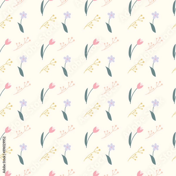Obraz Cute kawaii pastel floral textile background pattern design