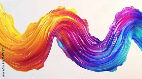 Fototapeta Color brush paint ribbon stroke swirl abstract splash background wave. Brush brushstroke color ribbon paint stroke flow shape wavy design