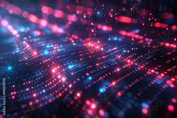 Obraz A binary background with dark blue and touches of neon highlights creating a technological and futuristic aesthetic