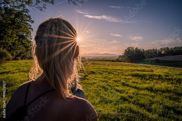 Fototapeta person in Sunset
