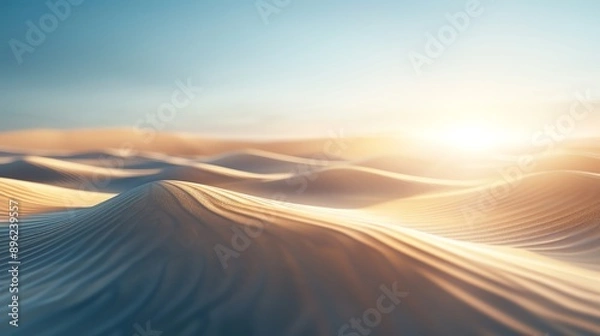 Fototapeta Closeup Silhouette image of sand dunes in the desert at sunset.