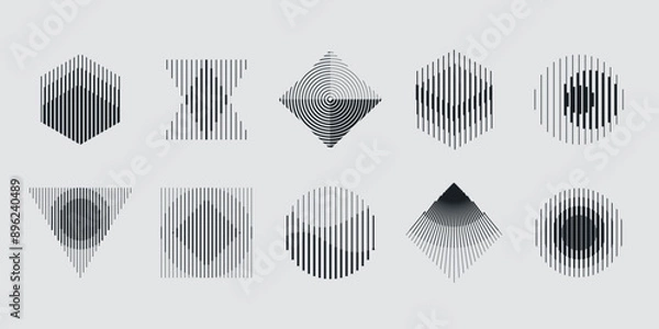 Fototapeta Vector abstract shapes collection made with minimalist geometric forms and graphics elements for poster, cover, art, presentation, prints, fabric, wallpaper and etc.