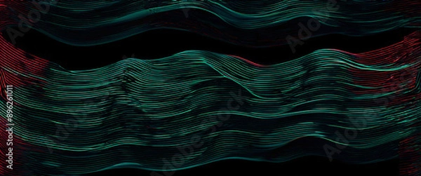 Obraz Abstract turquoise and red wave pattern swooshing across the frame