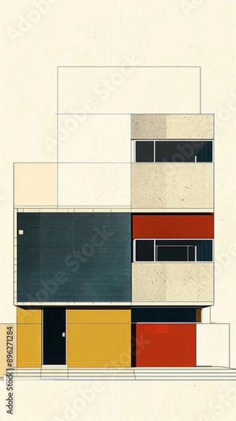 Fototapeta An illustration on the theme of architecture and construction of buildings and structures. Interior and exterior. Drawings and sketches