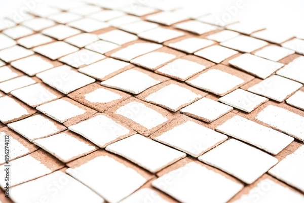 Obraz White Tiles On Brown Brick Wall