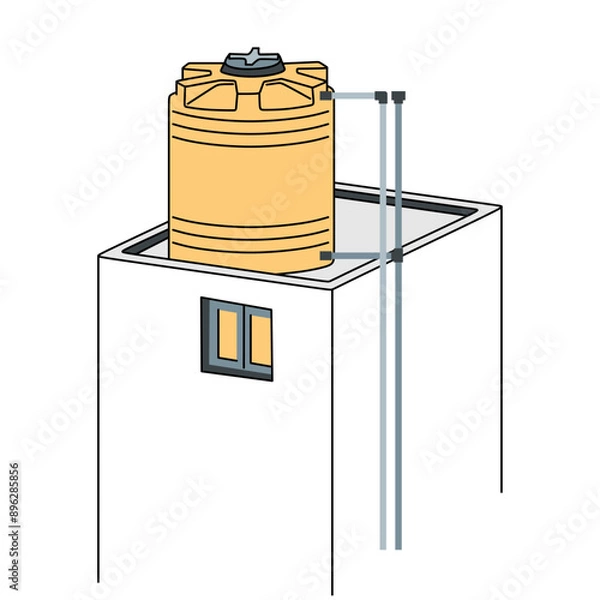 Fototapeta Plastic Water Storage Tank Flat Design