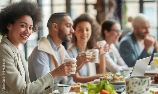 Fototapeta colleagues having lunch