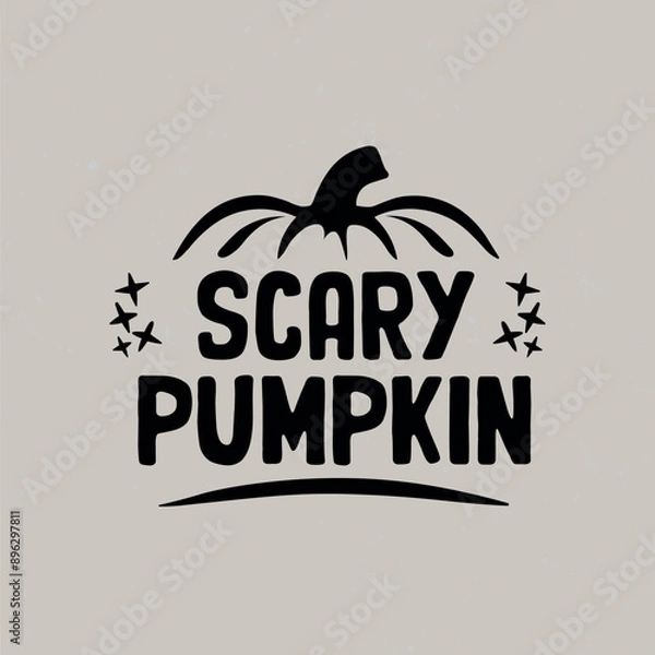 Fototapeta Halloween label with pumpkin and typography elements.