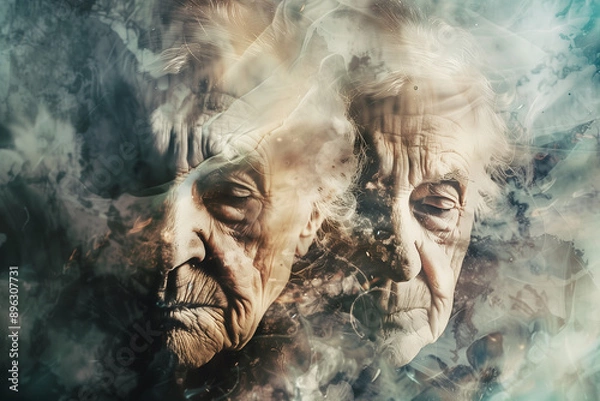 Fototapeta Abstract Representation of an Elderly Person with Alzheimer’s