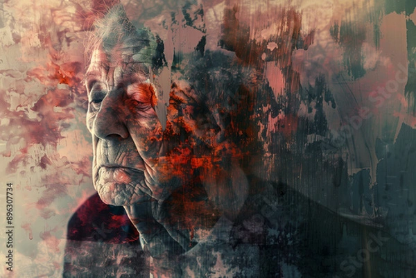 Fototapeta Abstract Representation of an Elderly Person with Alzheimer’s