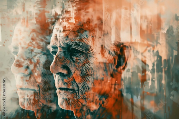 Fototapeta Abstract Representation of an Elderly Person with Alzheimer’s