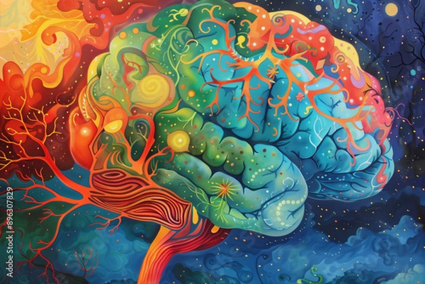 Fototapeta human brain with vibrant colors