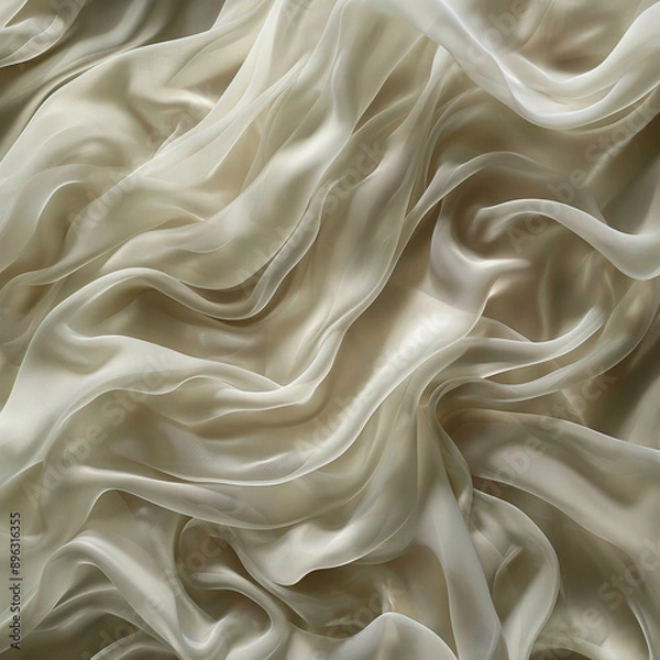 Fototapeta Flowing waves of fabric, gently undulating and rippling, with a soft, silk-like texture background