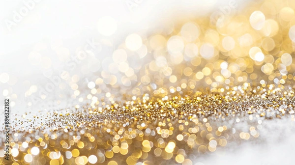 Fototapeta golden and white glittering bright background with bokeh