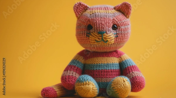 Fototapeta Crochet Plushies, hand knitted cat toy