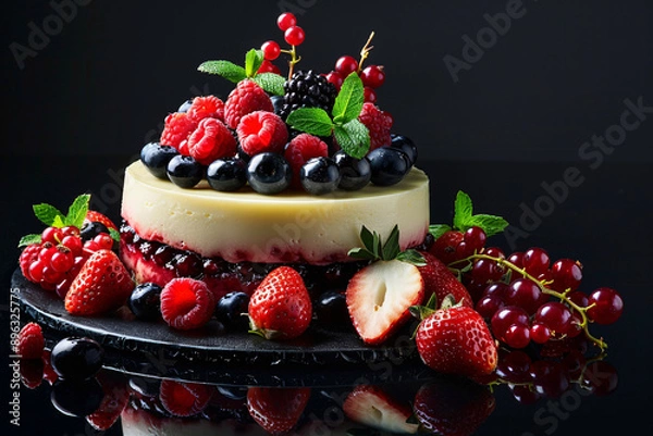 Fototapeta a cake with berries on top