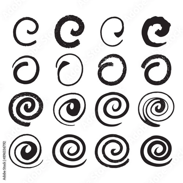 Obraz Brush Strokes Abstract Spiral Set Vector Design.