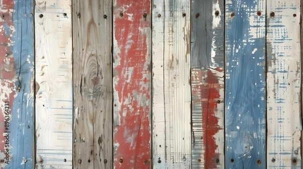 Obraz Rustic red, white, and blue wood background