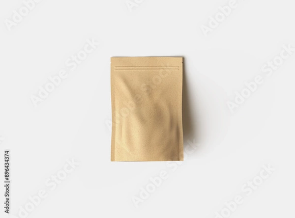 Fototapeta 3D render of a generic paper doypack with zipper on a light background
