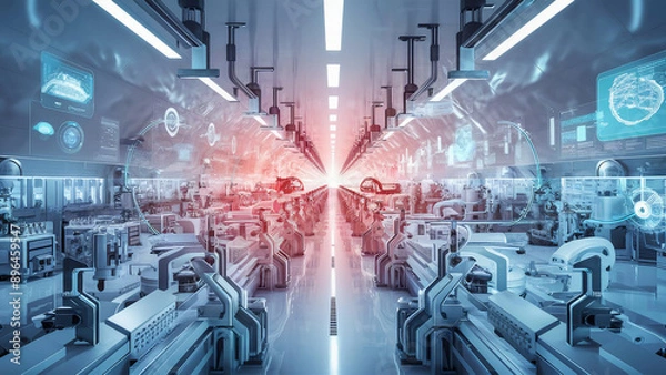 Obraz Futuristic High-Tech Laboratory with Advanced Robotics