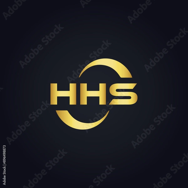 Obraz HHS logo. H H S design. White HHS letter. HHS, H H S letter logo design. H H S letter logo design in GOLD, GOLDEN LOGO, THREE, style. letter logo set in one artboard. H H S letter logo vector design.