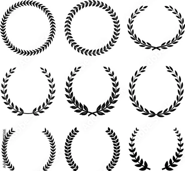 Fototapeta Set of 9 laurel vector designs