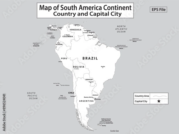 Fototapeta World map. Political maps of North and South America, Europe and Asia, Africa and Australia continents. World map countries and country names. 
