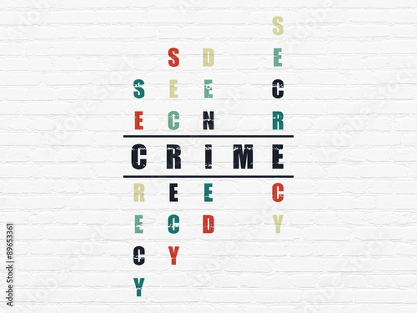 Fototapeta Safety concept: word Crime in solving Crossword Puzzle