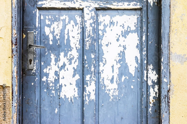 Obraz Blue Door With Peeling Paint