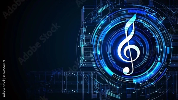 Fototapeta Abstract Music Note Technology Background.