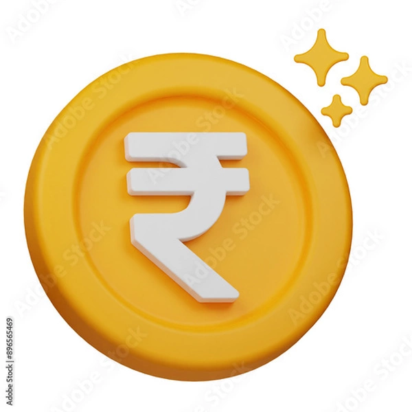 Fototapeta rupee coin 3d icon isolated on the transparent background