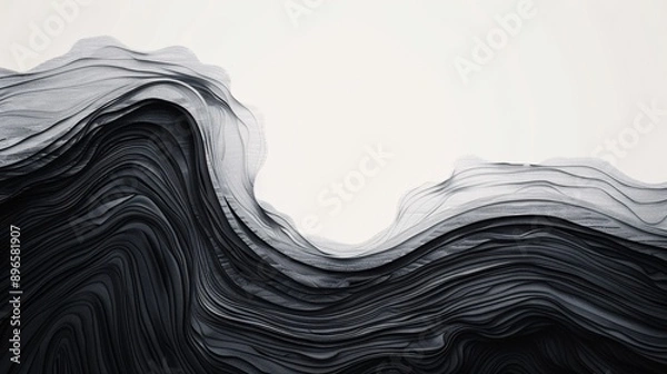 Obraz Abstract Black and White Wave Pattern Background.