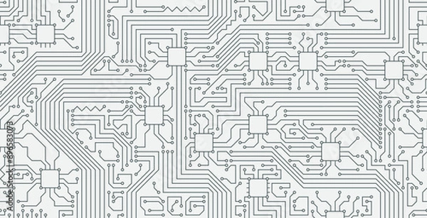 Fototapeta Seamless abstract technology motherboard illustration background.