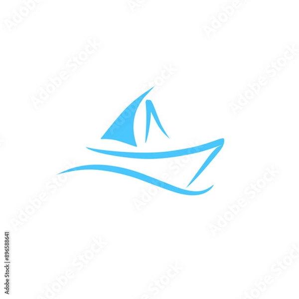 Fototapeta blue boat logo icon